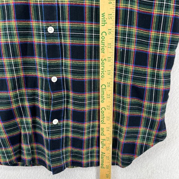 MAISON KITSUNE Shirt Mens 40 L Tartan Plaid Flannel Tricolor Fox Cotton Green - Picture 13 of 14